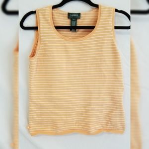 Lauren Ralph Lauren Orange Striped Tank Top S